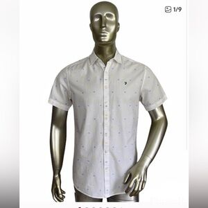 Farah Men's Button Down Regular Fit White Shirt Medium